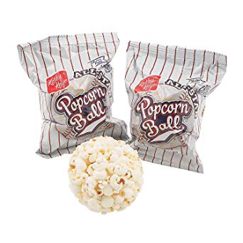 Baseball Popcorn Balls - 24 Pack (Individually Wrapped)