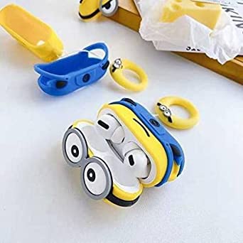 Amao® Minion Case Cover New Cute Design Case Compatible with only Airpods Pro. Full-Body Protective. Shockproof Skin Cover