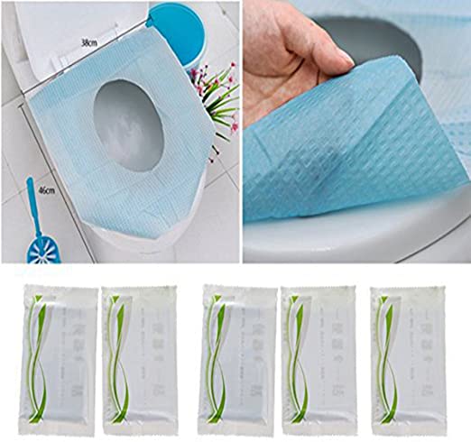 DoTebpa 18 Count Portable and Healthier Disposable Paper Toilet Seat Covers for Travel,Perfect for Purses and Handbags-Blue