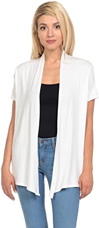 Pastel by Vivienne Women's Short Sleeve Open Front Vest (15  Colors/S-3XL)