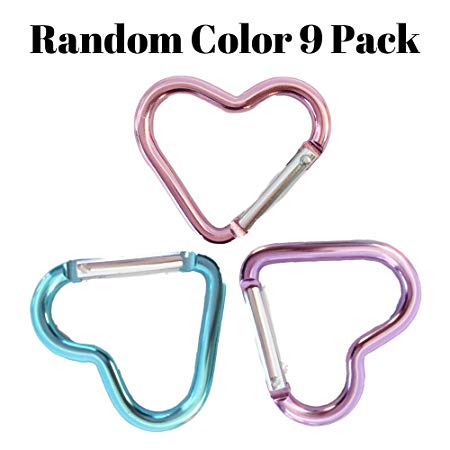 Bonison Heart Shaped Gift Aluminum Alloy Carabiner Hook Snap Clip Key Holder Keychain Tool Party Favors Camping Hiking Backpack Accessory Pastel Color Assortment