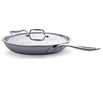 Culina 30.5cm Frying Pan Tri-ply Bonded 18/10 Stainless Steel Cookware with Helper Handle and Lid, Dishwasher-safe