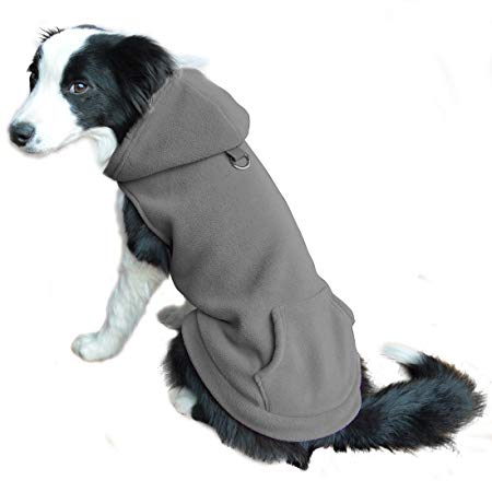 EXPAWLORER Fleece Dog Hoodies with Pocket, Cold Weather Spring Vest Sweatshirt with O-Ring