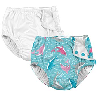 i play. Baby, Infant and Toddler Reusable Absorbent Swim Diaper for Girls (Pack of 2)