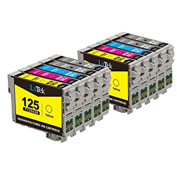 LxTek Remanufactured Ink Cartridge Replacement Set For Epson 125 (4 Black|2 Cyan|2 Magenta|2 Yellow) 10 Pack T125120 Compatible With Epson InkJet Stylus NX130 NX230 NX530 NX625 Workforce 520 320 325