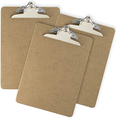 Officemate Recycled Wood Clipboard, Letter Size, 9" x 12.5" with 6" Clip, 3 Pack (83133),Brown