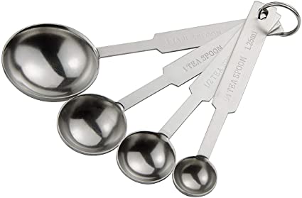 Update International MEA-SPDX Stainless Steel Measuring Spoon Set - Heavy Gauge