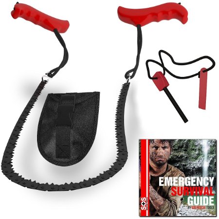 SOS Pocket Chain Saw - Best Saw For Camping andor Survival Gear Includes Survival Guide and Money Back Guarantee