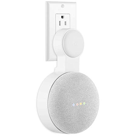 Google Nest Mini Wall Mount Holder, Mrount Space-Saving Design Outlet Mount, Perfect Cord Management for Google Nest Mini 2nd Generation (White)