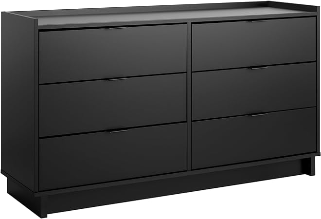 Prepac Six Drawer Dresser, 52.5" W x 29.5" H x 16" D, Simple Black