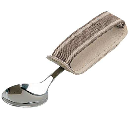 Sammons Preston - 42883 Universal Cuff, Leather ADL Cuff with Elastic Strap, Holds Utensils or Writing Aids, Makes Mealtime or Other Activities Easier, for Elderly or Individuals with Weak Grip, Medium, 3"