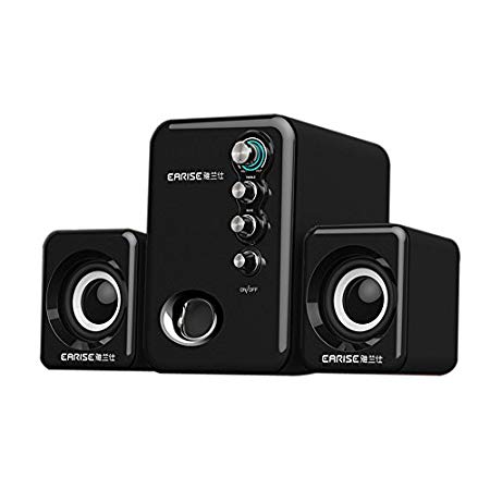 EARISE Q8 USB Powered 2.1 Stereo Computer Speakers with Subwoofer Black