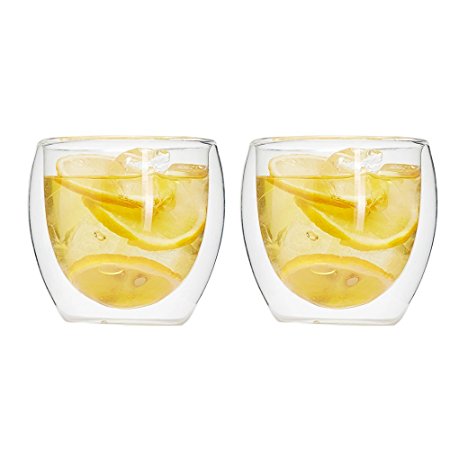 Zen Room Ultra Clear Strong Double Wall Glass, Insulated Thermo & Heat Resistant Design, Dishwasher and Microwave Safe, Made of Real Borosilicate Glass (9oz Set of 2)