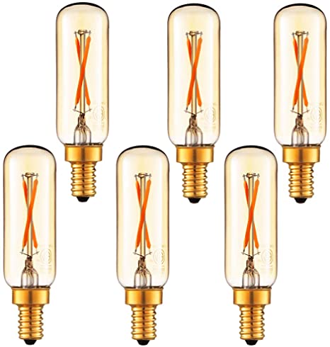 LiteHistory Dimmable T6 led Bulb 25W Candelabra led 2200K Amber 120lm 2W e12 Edison Bulb 6Pack