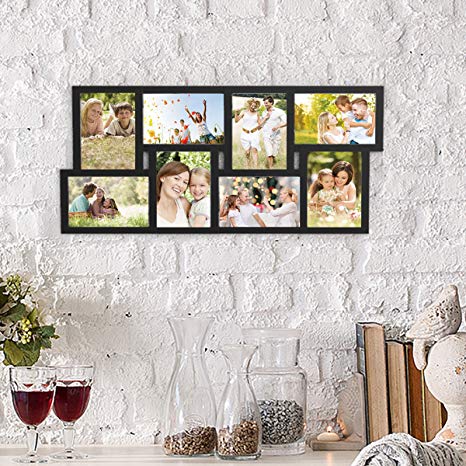 Lavish Home 80-COLL-6 Collage Picture 8 Openings for 4X6 Wall Hanging Multiple Photo Frame Display for Personalized Decor (Black)