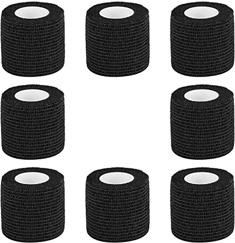 Bandage Wrap 8 Pack 2”x 5 Yards Self Adhesive Bandage Wrap Breathable Cohesive Bandage Wrap Rolls Athletic Elastic Self Adherent Wrap for Sports Injury ,Wrist, Knee, Ankle Sprains and Swelling(Black)