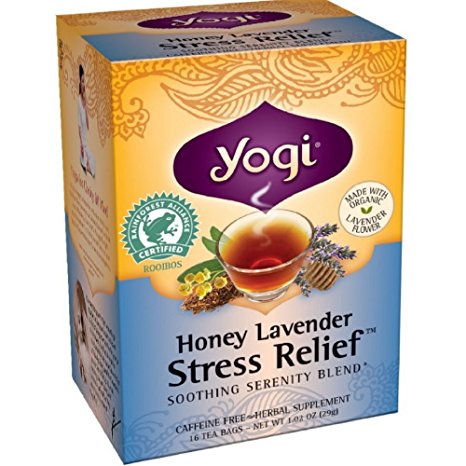 Yogi tea - Honey Lavender Stress Relief, Helps to Calm and Ease Tension (16 Tea Bags) (Pack of 4)