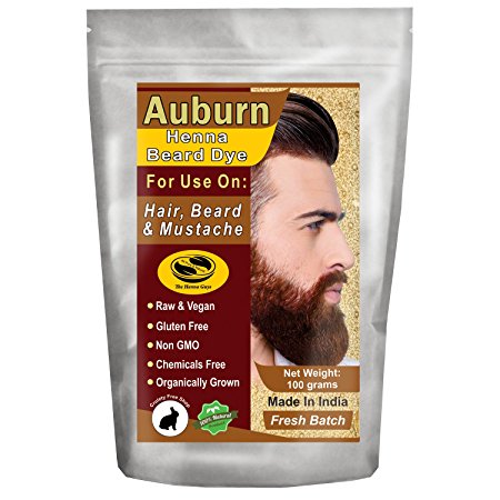 1 Pack of Auburn Henna Beard Dye for Men - 100% Natural & Chemical Free Dye for Hair, Beard & Mustache - The Henna Guys