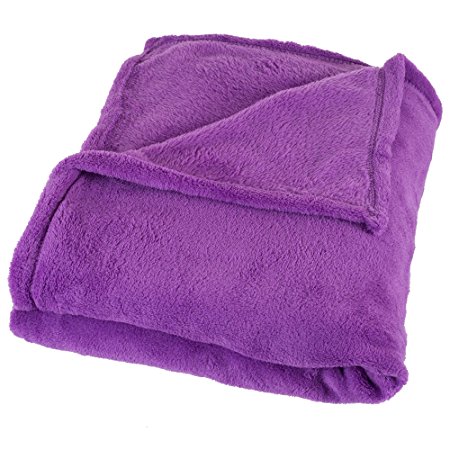 Everyday Home Soft Velvet Fleece Throw Blanket, Purple