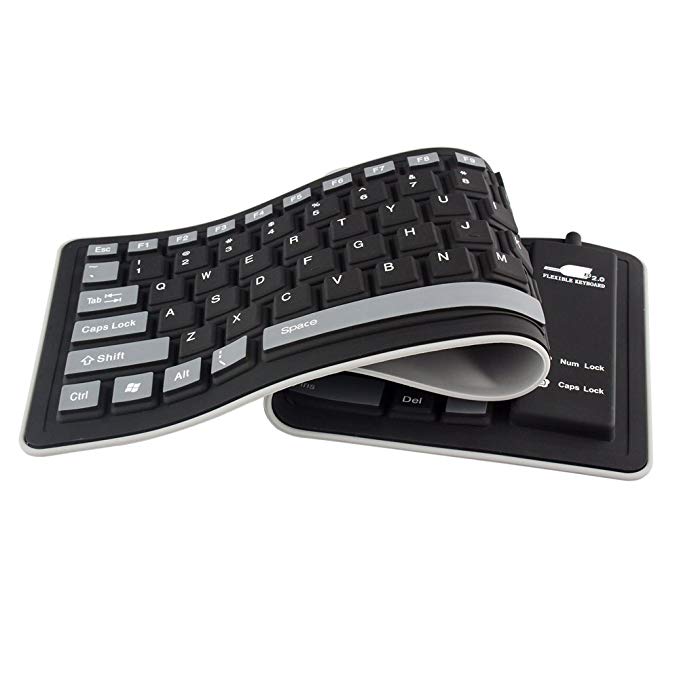 HugeTree Foldable Silicone Keyboard USB Wired Waterproof Rollup Keyboard for PC Notebook Laptop