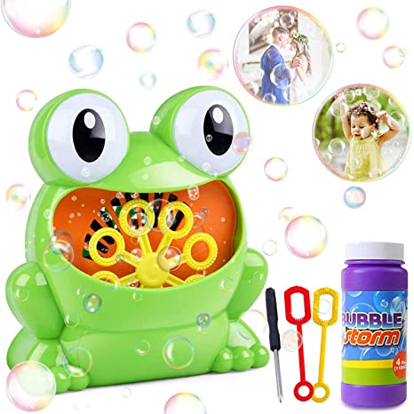 Bubble Machine,Automatic Frog Bubble Blower,Durable and Portable Automaticaly Make Bubbles,Over 500 Bubbles Per Minute Bubble Maker Toys for Party, Wedding, Indoor and Outdoor with Bubble Water