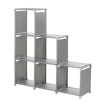 Storage Cube Organizer, Sincelee 3-tier Storage Cube Closet Organizer Shelf 6-cube Storage Cabinet Bookcase Space-Saving Cube Storage Unit (Grey)