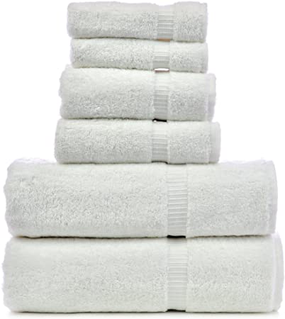 Luxury Hotel & Spa Towel 100% Genuine Turkish Cotton Bath Towel Bundle (White, 6-Piece Towel Set)