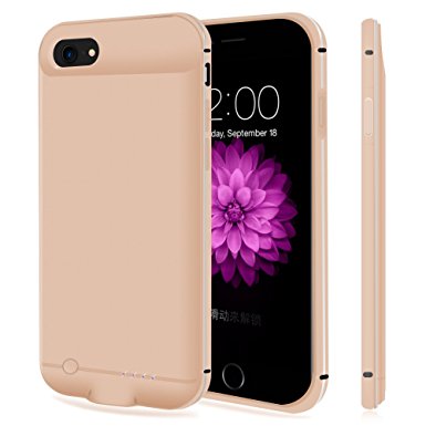 iPhone 7 Battery Case,TQTHL Ultra Slim Portable Charging Case for iPhone 7(4.7 inch) with 4200mAh Metal-Frame External Charger Case-Gold