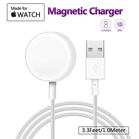 Apple Watch Charger, ATETION 1m Portable Wireless Charger for iWatch with MFI Certified Magnetic Charger for Apple Watch Series 1/2/3/Nike /Edition/Hermès in 38mm & 42mm