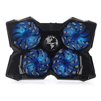 Ptatoms 15.6"-17" Gaming Laptop Cooling Pad Four Quiet 120mm Fans at 1200rpm, Ultra-portable and Ultra-light(Black)