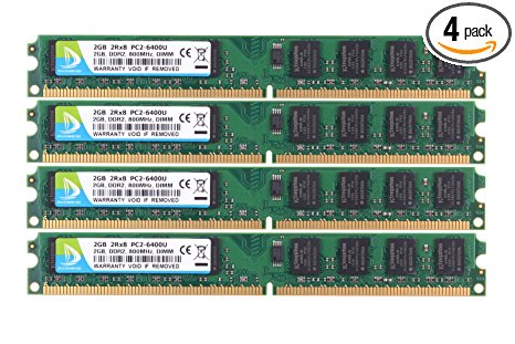 DUOMEIQI RAM 8GB Kit （4X 2GB）DDR2 800MHz PC2-6300 PC2-6400 DDR2 800 1.8v 240pin DIMM Desktop Memory