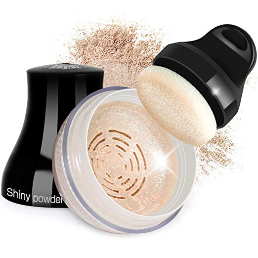 Proteove Loose Powder - Shimmery Loose Powder for Face and Body Highlighter Makeup, Handle Powder Puff Design, Lightweight & Glowing, Naturally Neutral