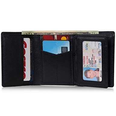 Alpine Swiss RFID Mens Wallet Deluxe Capacity Divided Bill Sections Choice of Coin Bifold Trifold