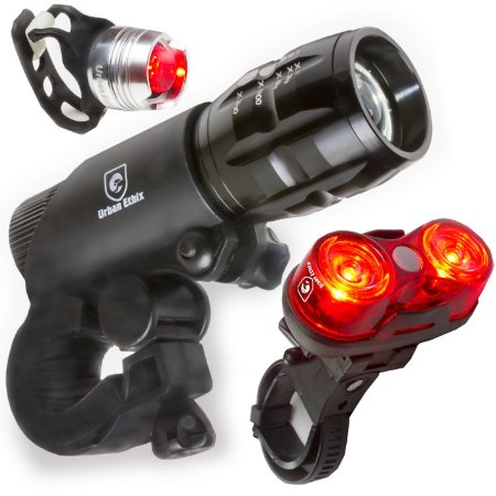 LED Lights For Bikes Free Helmet Bike Light - Quick Release Mounts - Best Flashing Front and Back Tail Light Set - Safest Super Bright Headlight Torch and Rear Cycling Kit for All Bicycles