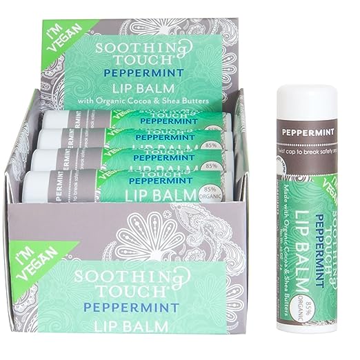 Soothing Touch Peppermint Vegan Organic Lip Balm, .25 oz (Case of 12)