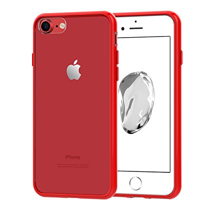 iPhone 7 Case, JETech Apple iPhone 7 Case Cover Shock-Absorption Bumper and Anti-Scratch Clear Back for iPhone 7 4.7 Inch (Red) - 3421E