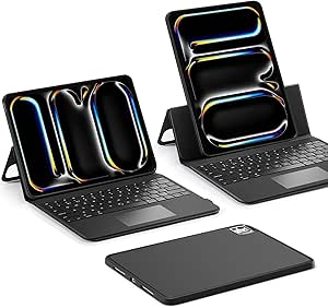 ESR Ascend iPad Pro 13 Inch Case with Keyboard (M4, 2024), Magnetic Detachable Keyboard with Multi-Touch Trackpad, Fully Adjustable Portrait/Landscape Stand, Color Backlit Keys, Pencil Clasp, Black