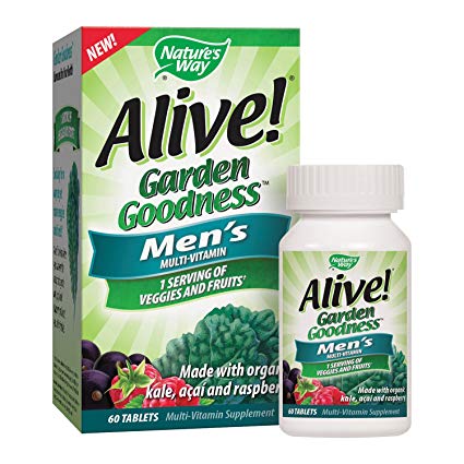Nature's Way Alive! Garden Goodness Men's Multivitamin, Veggie & Fruit Blend (1400mg per Serving), Made with Organic Kale, 60 Tablets