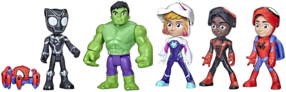 Marvel Hasbro Spidey and His Amazing Friends Hero Reveal Multipack with Mask-Flip Feature, 4-Inch Scale Action Figure Toys, Kids Ages 3 and Up, Frustration-Free Package