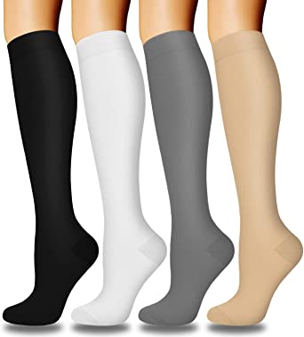 Compression Socks for Women & Men(1/7/8 PACK) - Best for Running, Athletic Sport, Pregnant, Nurse, Travel, Cycling-20-30mmHg