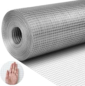 Tatuo 24in X 150ft Hardware Cloth 23 Gauge Hot Dip Galvanized After Welded Cage Mesh Rolls 1/2 Inch Metal Chicken Wire Mesh Roll Wire Fencing Poultry Netting for Raised Garden Rabbit Rodent Animals