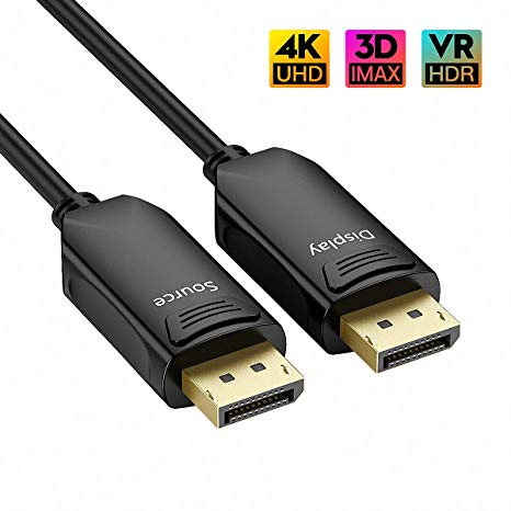 DP Fiber Cable 50ft, BIFALE Displayport Fiber Optic Cable High Speed 21.6 Gbps 4K@60Hz DP1.2 3D, Fiber DP to DP Cable Slim and Flexible, Gold Plated Connector, Displayport Fiber Cable
