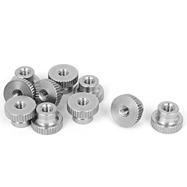 uxcell Knurled Thumb Nut, 10Pcs M4x0.7mm 304 Stainless Steel Round Knobs Fasteners for 3D Printer Parts, Silver Tone