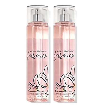 Bath and Body Works Night Blooming Jasmine Fine Fragrance Body Spray Mist Perfume Gift Set - Value Pack Lot of 2 (Night Blooming Jasmine)