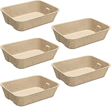 Navaris Disposable Cat Litter Trays (Pack of 5) - Cardboard Liner Tray for Cats Made of 100% Paper - Use Alone or As Box Liners - 15.9" x 11.8"