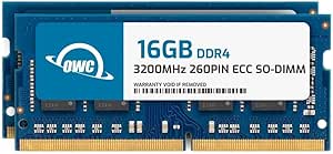 OWC 32GB (2x16GB) DDR4 3200MHz PC4-25600 CL22 1RX8 ECC SO-DIMM 1.2V 260-pin