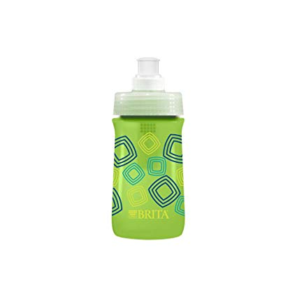 Brita 10060258357629 35762 13 Ounce Kids Sport Water Bottle with Filter-BPA Free-Green Squares