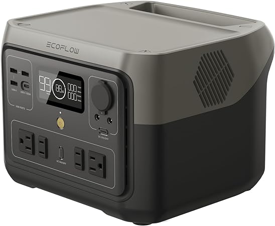 EF ECOFLOW RIVER 2 Max Portable Power Station 512Wh, LiFePO4 Battery, 1 Hour Fast Charging, Up To 1000W Output Solar Generator for Outdoor Camping/RVs/Home Use