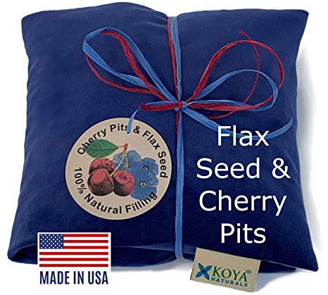 KOYA Naturals Comfort-Mix Flax Seed & Cherry Pit Pillow – Microwavable - for Neck, Muscle, Joint, Stomach Pain, Menstrual Cramp - Soft Velvet - Heat Pack Pad - Made in USA