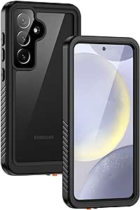 Lanhiem for Samsung Galaxy S24 Case, IP68 Waterproof Dustproof, Built-in Screen Protector, Rugged Full Body Shockproof Protective Cover for Galaxy S24 5G 6.2 Inch, Black/Clear